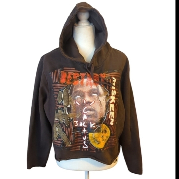PHNTM Travis Scott Cactus Jack Thrashed crop fleece hoodie dope graphics Unisex - Picture 1 of 8